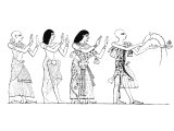 Egyptian priests - wearing linen dresses and leopard skins